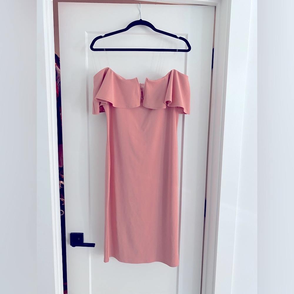 Light Pink Fitted Ruffle Trim Dress medium OUT OF STOCK ONLINE